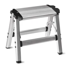 Folding One Step Stool - Small Aluminum 1 Step Ladder 330lbs Capacity with No...