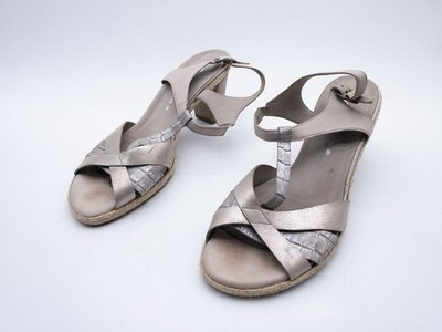 Gabor Damen Sandale Sommerschuhe Absatzschuhe Leder Grau Gr. 43 EU Art. 38845-80