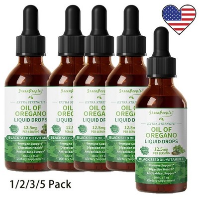 1-5Pack Organic Oil of Oregano Liquid Drops | 2 fl oz | Vegan Herbal Supplement