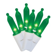 Indoor/Outdoor 100-Count LED Mini Christmas String Lights, Green, White Wire, 19