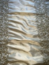 FAUX SILK EMBROIDERED DRAPERY UPHOLSTERY Sold By The Yard - Hunter Green
