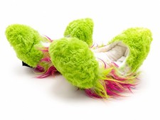 Figure Skating Furry Soakers - CF08 - Lime Fuzzy Fur with Center White, Lime and