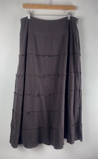 Peasant Tiered Maxi Skirt Tan Brown Sz 10 Cottage Prairie Western Boho Natural