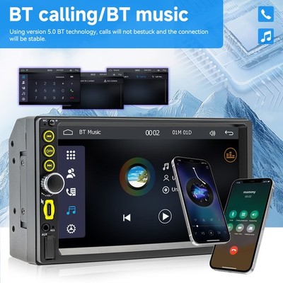 7''Double 2Din Car MP5 Player Bluetooth Touch Screen Stereo Radio With Camera