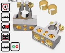 Car Battery Terminals Clamp Post 1/0 2 4 8 GA AWG Gauge Positive Negative Ports/