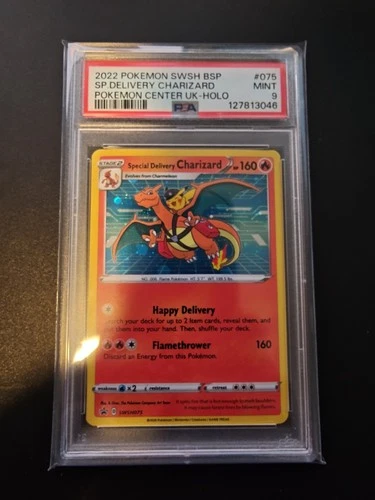 2022 POKEMON SWSH BLACK STAR PROMO #075 SPECIAL DELIVERY CHARIZARD HOLO PSA 9