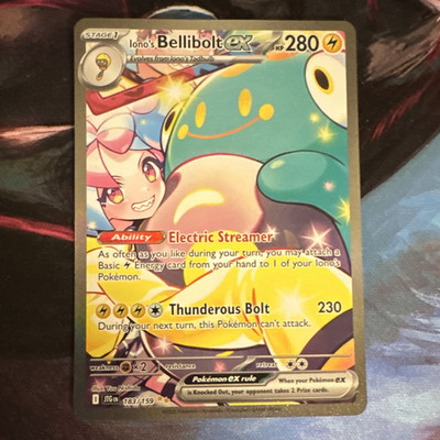 Pokemon Iono's Bellibolt ex 183/159 SV04 Paradox Rift SIR Holo Full Art ENG