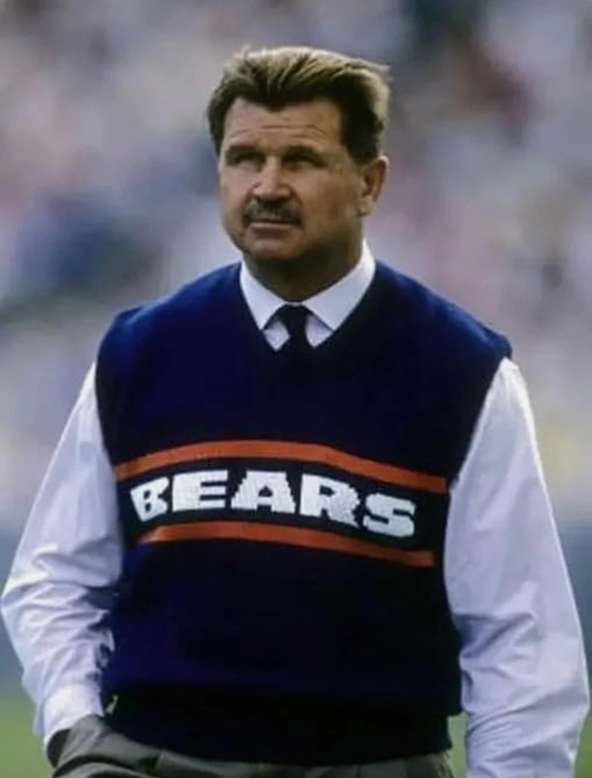 Mike Ditka Chicago Wool Vest Bears Sweater – Classic Sleeveless Pullover image 1