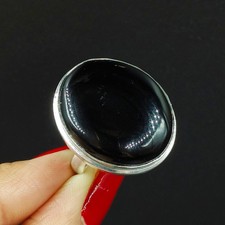 Natural Black Onyx Gemstone 925 Sterling Silver Proposal Women's Ring