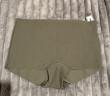 VICTORIA  S SECRET PINK NO SHOW BOYSHORT PANTY STRETCH OLIVE GREEN LARGE NEW TAGS