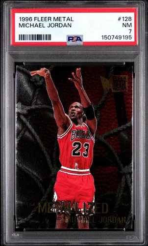 1996 FLEER METAL MICHAEL JORDAN METALIZED CARD #128 *GRADED PSA NM 7 - BULLS!