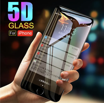 5D FULL COVER Gorilla Glas Displayschutzfolie für iPhone 15 14 11 13 12 7 8 SE 2