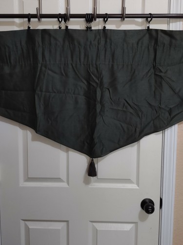 3 Vintage JC Penny Home Valance Faux Silk Tassel Dark Green 42 in X 23 made USA - Picture 8 of 10