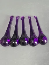 Set Of 5 Purple Amethyst 3'' Teardrop Glass Prisms