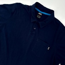 Oakley Polo Shirt Mens Medium Blue Stretch Pocket Short Sleeve Golf Performance