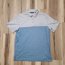 Travis Mathew Polo Shirt Mens XL Blue Colorblock Short Sleeve Golf Performance