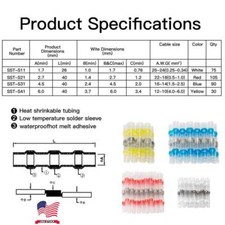100/500x Waterproof Heat Shrink Solder Seal Sleeve Wire Connectors Terminal kits