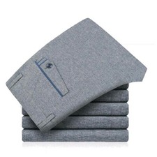 Pantaloni Grigi Casual Da Uomo Dritti In Cotone Sottile Morbido Slim Nuovi