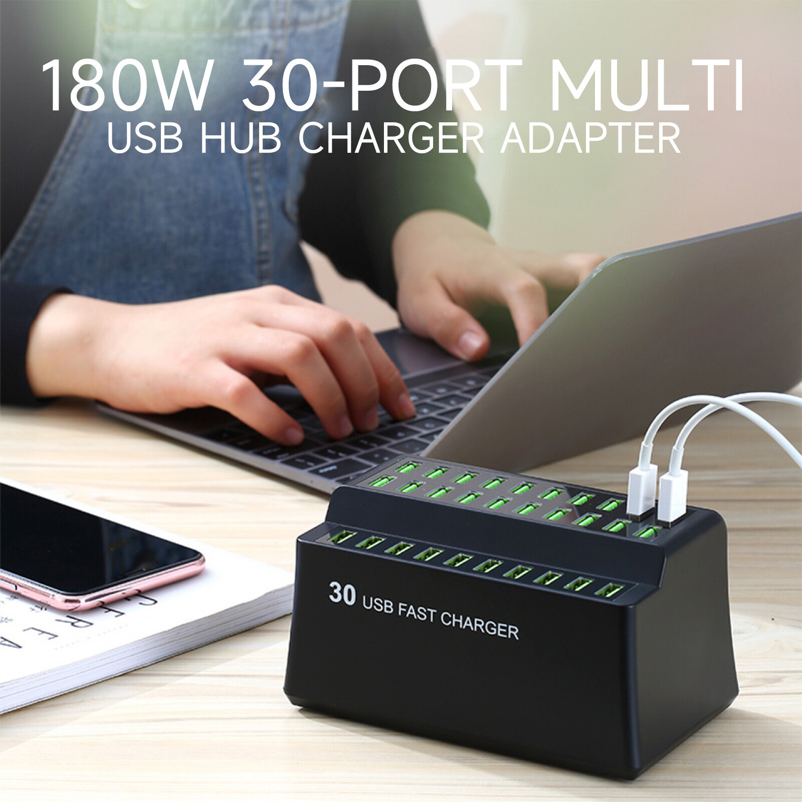 30-Port Multi USB Hub Charger Adapter Phone Fast Wall Charging Dock Station 18nO