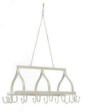 Cream Blacksmith Style Wrought Iron Kitchen Hanging Saucepan Rack Hook Rack