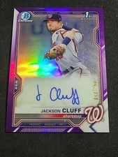 2021 Topps Bowman Chrome 1st Bowman Jackson Cluff Purple Refractor Auto #'d /250