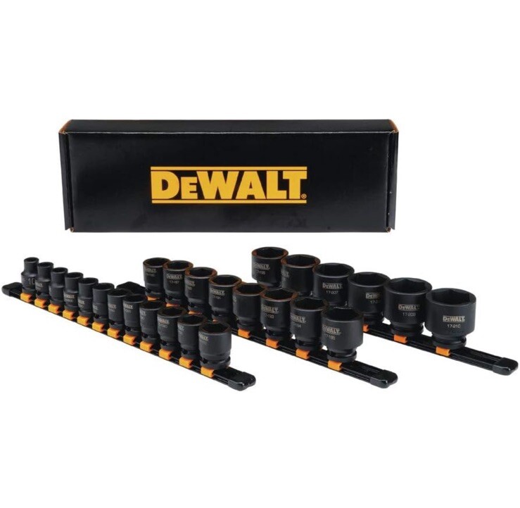 26 Pc DEWALT DWMT19243 1/2”Drive Impact Socket Set Metric 10 Thru 36 MM