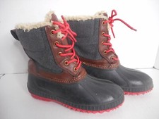 Gap Thinsulate Boots Kids Sz 1/2 Duck Winter Lined Charcoal Grey Water Resistant