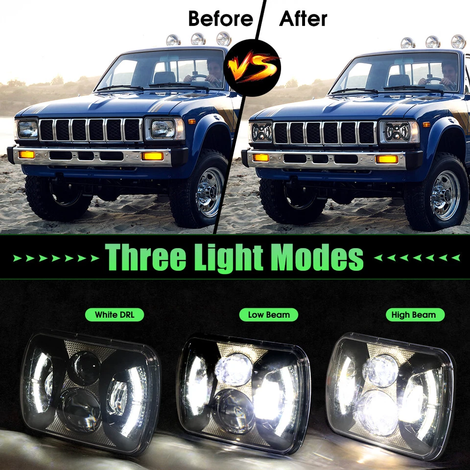 For Freightliner FL50 FL60 FL70 FL80 MT35 MT45 7x6'' 5x7 LED Headlight DRL Hi-Lo - Image 2 of 4