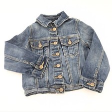 GAP Baby Girls Medium Wash Button Up Collared Jean Jacket Size 4 Toddler