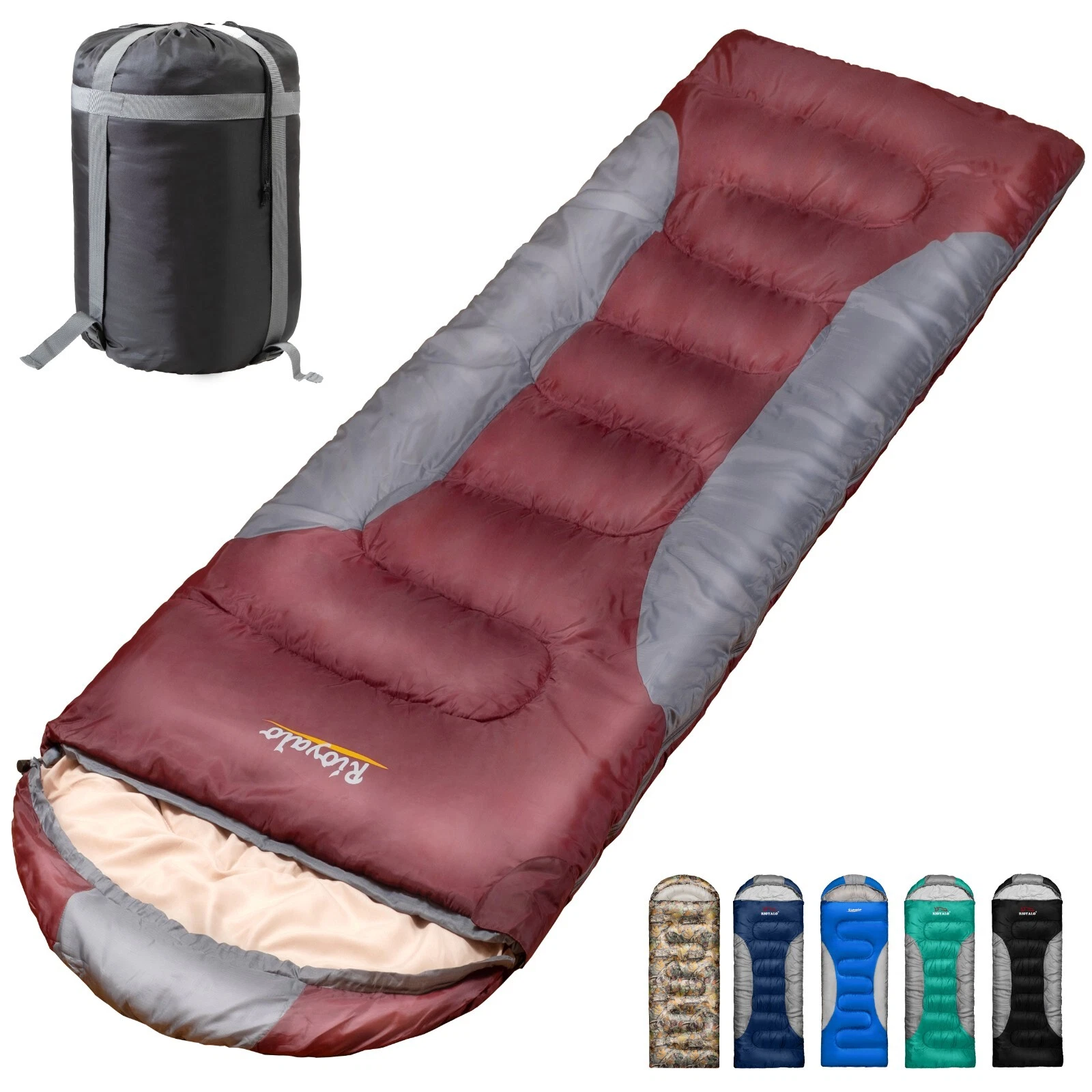 0 degree Adult Winter Cold Weather Sleeping Bag For Camping w. Compression Sack