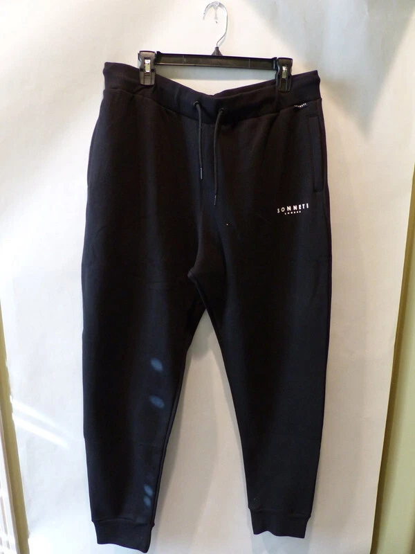 SONNETI LONDON MENS COMFORTABLE LIGHTWEIGHT BLACK JOGGER PANTS SIZE XXL