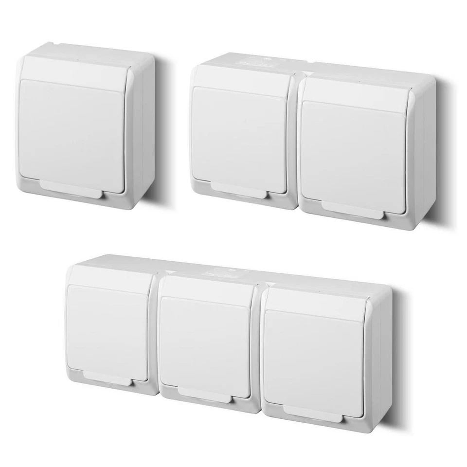 ELEKTRO-PLAST Aufputz Schuko Steckdose zweifach, dreifach IP44 Farbe weiß AP