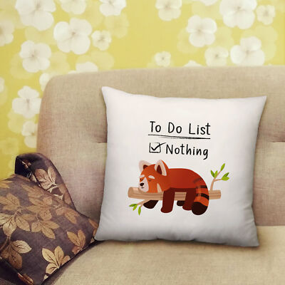 Lustiges rotes Panda Kissen Faul Schlafen Nichts Schlafzimmer Lounge Accessoire 40cmx40cm