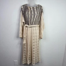 Designit Dress Women M Neutral Knit Long Sleeve 70s Cottagecore Peasant Ethereal