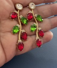 Dainty Christmas Lights Stud Dangle earrings Approx 3-1/4 Long Light Weight
