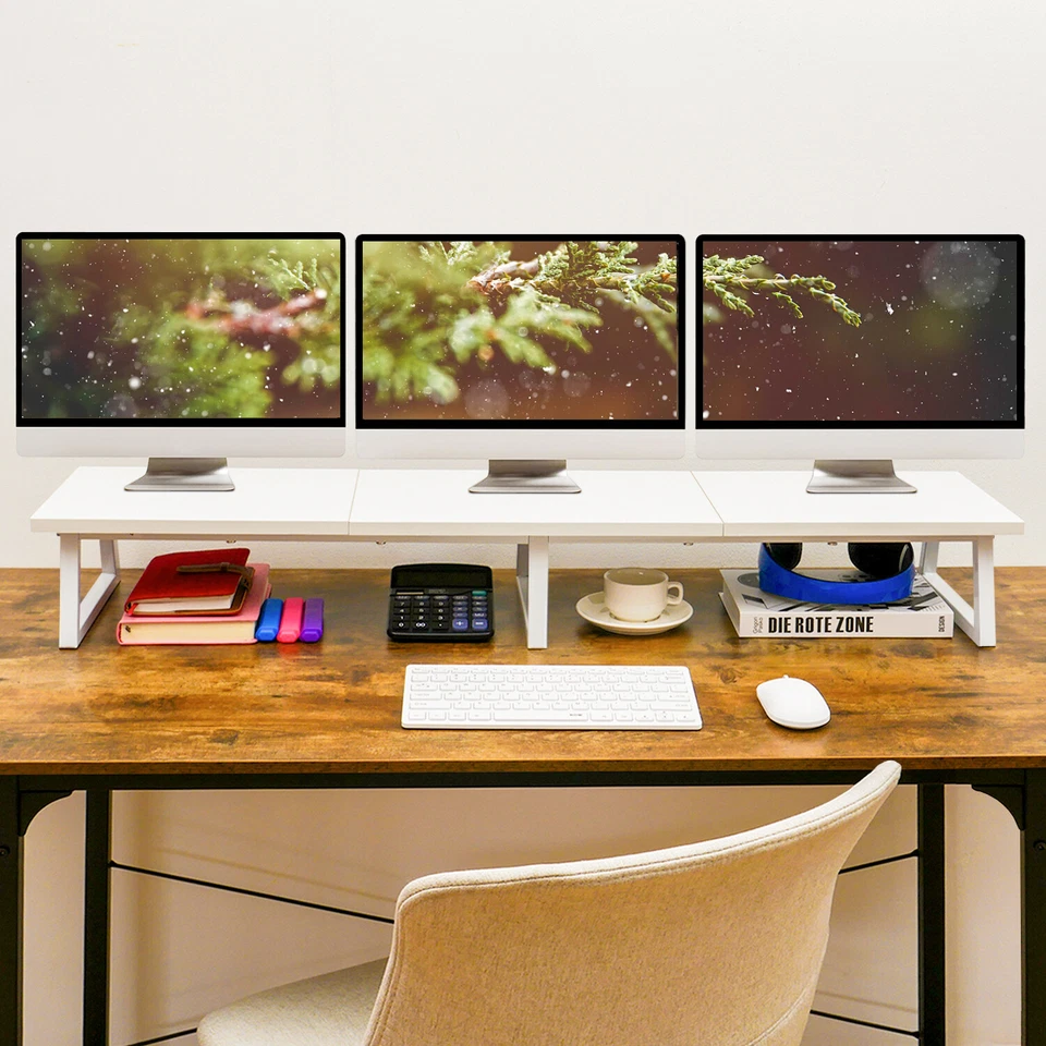 42 inch Large Dual Monitor Stand Riser For TV PC DVD Double Screen extra long - Image 2 of 4