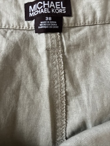 NWT~Michael Kors~LOGO~Beige~Chino Linen Cotton Shorts Size 38 - Picture 6 of 8