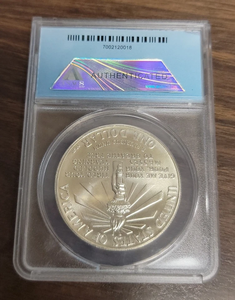 1986 P Statue of Liberty Centennial Comm. Unc. Silver Dollar - ANACS MS70  - Image 2 of 4