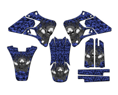 2000-2001 YZ 125 FLAMING GEARHEAD Blue Senge Graphics Kit Compatible with Yamaha