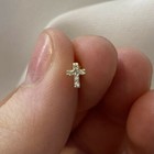 Genuine 9ct Yellow Gold 6mm Cross Crucifix CZ Helix Body Piercing Stud
