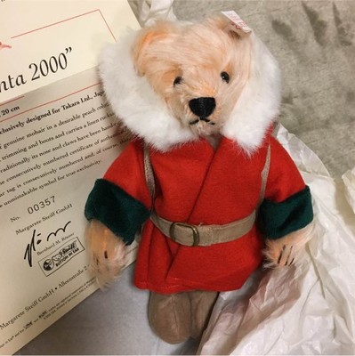 ぬいぐるみ Steiff Little Santa 2000 Used! Excellent! Steiff Teddy Bear 2000 Little Santa Japan limited