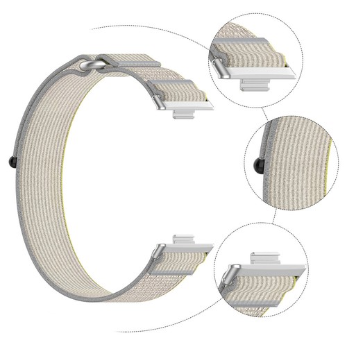 Nylon Woven Strap Adjustable Watch Strap for Huawei Watch Fit 3 (Yellow Grey) - Afbeelding 9 van 9