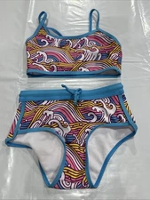 Appaman Waves Stella Swim Set Girls 6 Multicolor Swirl Print Swimwear CEB116