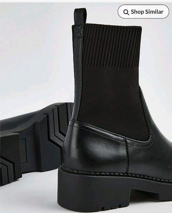 SAOLA NUOVI CON ETICHETTE LINEA DONNA STIVALETTI NERI SUOLA GROSSA TACCO BASSO CALZINO PULL ON FLAT MISURA 4 6