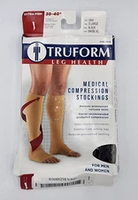 Truform 30-40 mmHg Compression Stockings for Men and Women, Black, X-Large