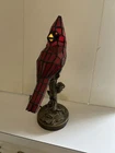 Cardinal Stained Glass Accent Table Lamp Tiffany Style 13.5” Works