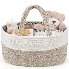 Maliton Extra Large Diaper Caddy Organizer, Cotton Rope Nursery Basket, Porta...