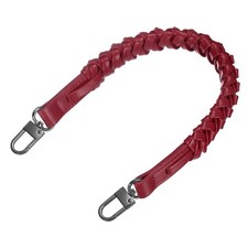 Braided Purse Strap, 1Pc 44.7cm/17.6" Deep Red PU Leather with Black Buckles