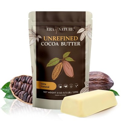 Manteca de Cacao Pura 100% Cruda Sin Refinar para Piel y Cabello 8oz