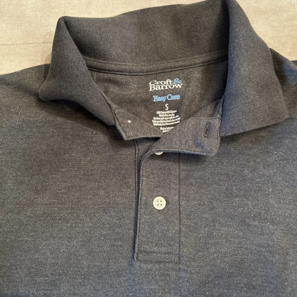 Croft & Barrow Men’s Polo Short Sleeve Shirt Charcoal Gray Small - Image 2 of 3